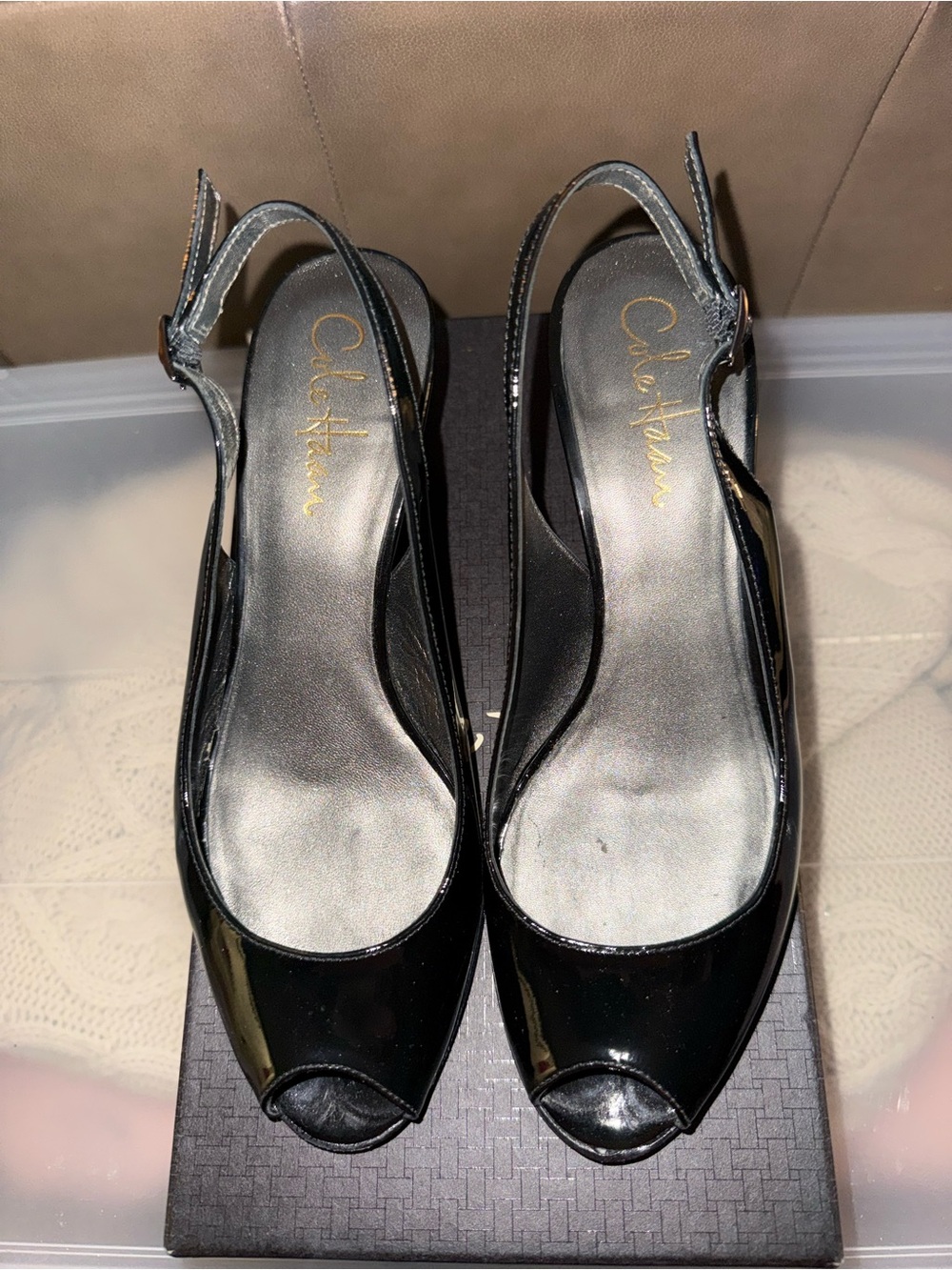 Cole Haan Black Patent Air Clair Sling